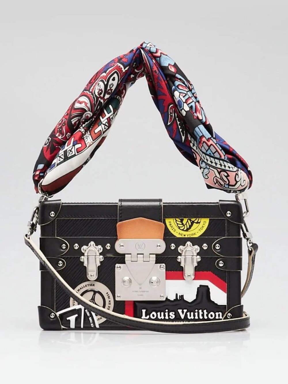 Louis Vuitton Black Epi Leather World Tour Petite Malle Bag